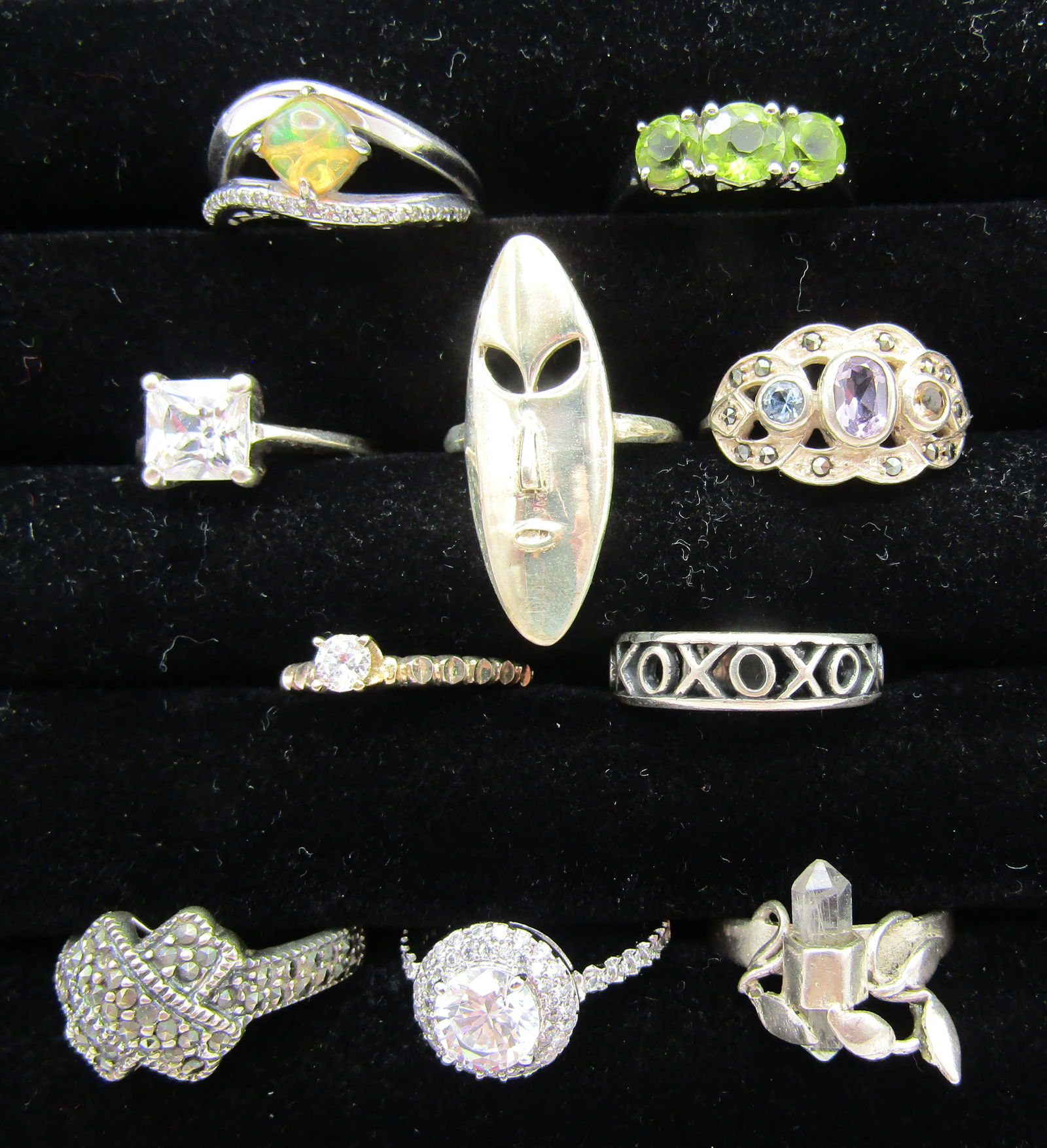 10 RING, ALL STERLING SILVER SIZE 7 COLLECTION LOT (1 of 3)