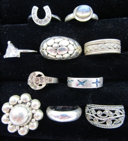 10 RING, ALL STERLING SILVER SIZE 8 COLLECTION LOT