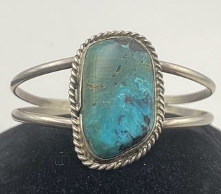 STERLING CHRYSOCOLLA NATIVE AMERICAN BRACELET