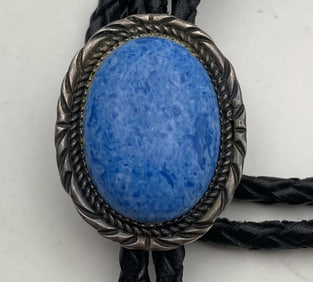 "LF" DENIM LAPIS LAZULI STERLING NAVAJO BOLO TIE