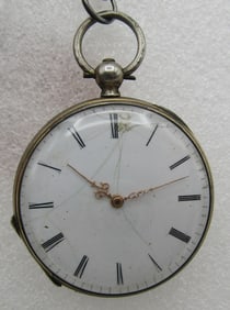 KEY WIND & SET CHARLES GENEVE POCKETWATCH SILVER