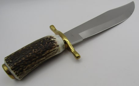 14" LARGE STAG BOWIE HUNTING KNIFE W SHEATH