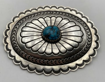 2.5" 17G STERLING NAVAJO CONCHO PIN BROOCH