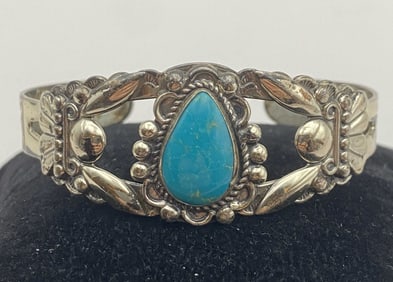 STERLING NAVAJO TURQUOISE CUFF BRACELET