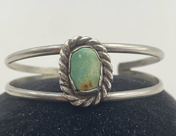 GREEN TURQUOISE STERLING CUFF BRACELET