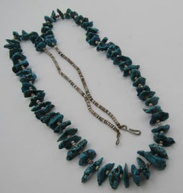 30" TURQUOISE HEISHI NUGGET BEAD NECKLACE