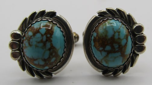 NAVAJO TURQUOISE CUFFLINKS STERLING SILVER