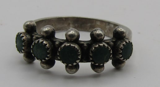SNAKE EYE TURQUOISE RING STERLING SILVER SIZE 7