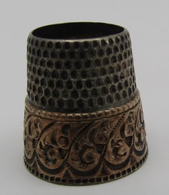ANTIQUE GOLD & STERLING SILVER THIMBLE SEWING