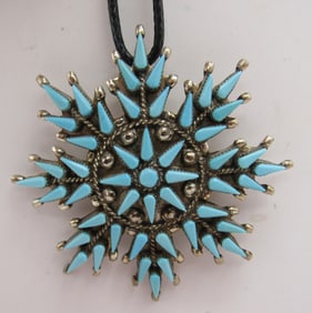 HALUSEWA TURQUOISE NECKLACE STERLING SILVER PIN