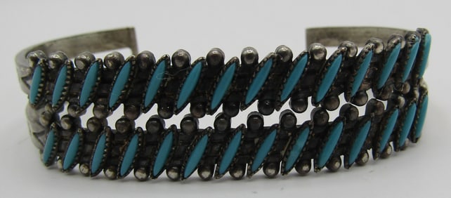BELL PETITPOINT BRACELET TURQUOISE STERLING SILVER