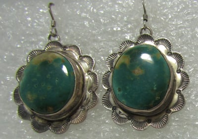 2" ROYSTON TURQUOISE EARRINGS STERLING SILVER