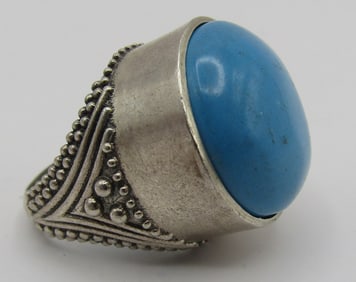HUGE TURQUOISE RING STERLING SILVER SIZE 7