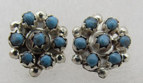 GLENDA PABLITO TURQUOISE EARRINGS STERLING SILVER