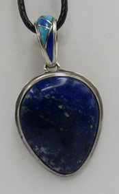 SAJEN LAPIS TURQUOISE NECKLACE PENDANT STERLING