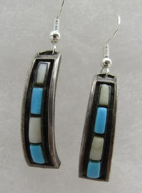 TURQUOISE MOP EARRINGS STERLING SILVER COBBLESTONE