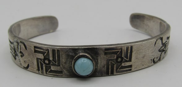 WHIRLING LOGS TURQUOISE BRACELET STERLING SILVER