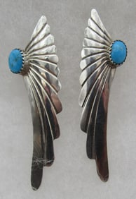 2.5" TURQUOISE EARRINGS STERLING SILVER