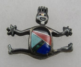 ROCK CRITTERS INLAY TIE TACK PIN STERLING SILVER