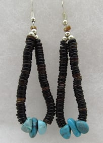 3" JACLAS EARRINGS TURQUOISE NUGGET HEISHI
