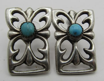 TUFA TURQUOISE BUTTERFLY EARRINGS STERLING SILVER