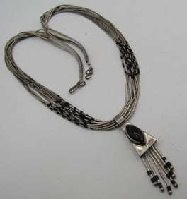 1970 SENSA EUSTACE ONYX NECKLACE STERLING SILVER