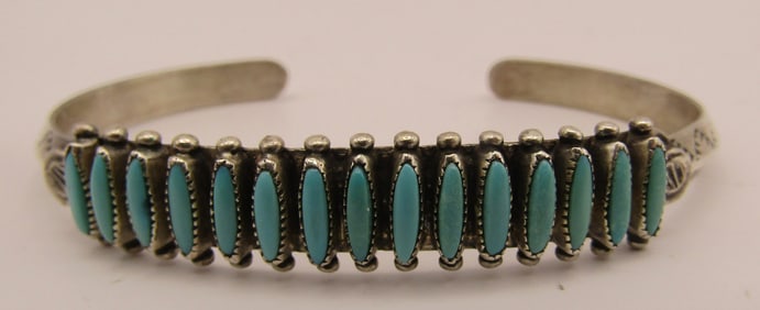 PALOMA" PETITPOINT TURQUOISE BRACELET STERLING SIL