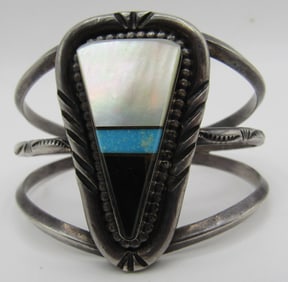 ZUNI TURQUOISE CUFF BRACELET STERLING SILVER