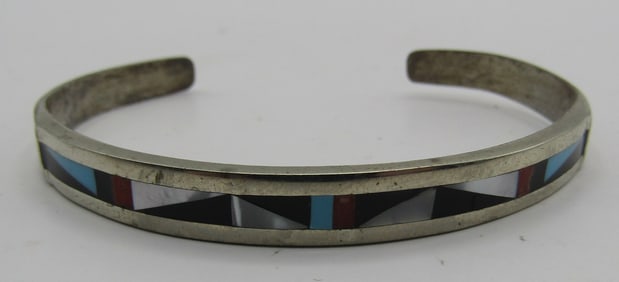 "LALIO" INLAY CUFF BRACELET STERLING SILVER