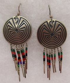 3" KABANA MAN IN THE MAZE EARRINGS STERLING SILVER
