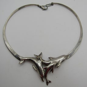 KABANA DOLPHIN COLLAR NECKLACE STERLING SILVER