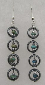 2.5" TURQUOISE NUGGET & HEMATITE BEAD EARRINGS