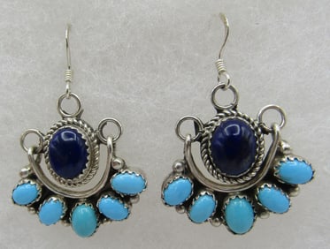 DAWES TURQUOISE & LAPIS EARRINGS STERLING SILVER
