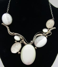 LIZ PM GIANT CATS EYE NECKLACE STERLING SILVER