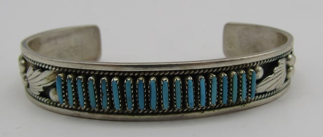 NIETO PETITPOINT TURQUOISE CUFF BRACELET STERLING