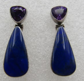 A CLEONI EARRINGS LAPIS AMETHYST STERLING SILVER