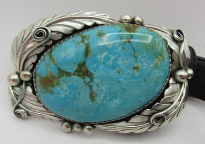 V" TURQUOISE BUCKLE TONY LAMA BELT STERLING SILVER