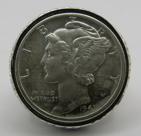1943 US MERCURY DIME COIN RING STERLING SILVER