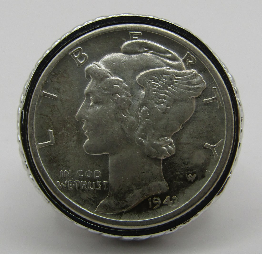 1943 US MERCURY DIME COIN RING STERLING SILVER (1 of 2)