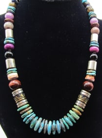 21" "SINGER" TURQUOISE NECKLACE STERLING SILVER