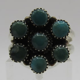 SNAKE EYE TURQUOISE RING STERLING SILVER SIZE 8
