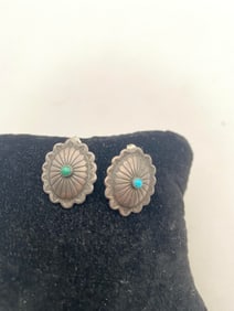 PETIT POINT STERLING SILVER TURQUOISE EARRINGS