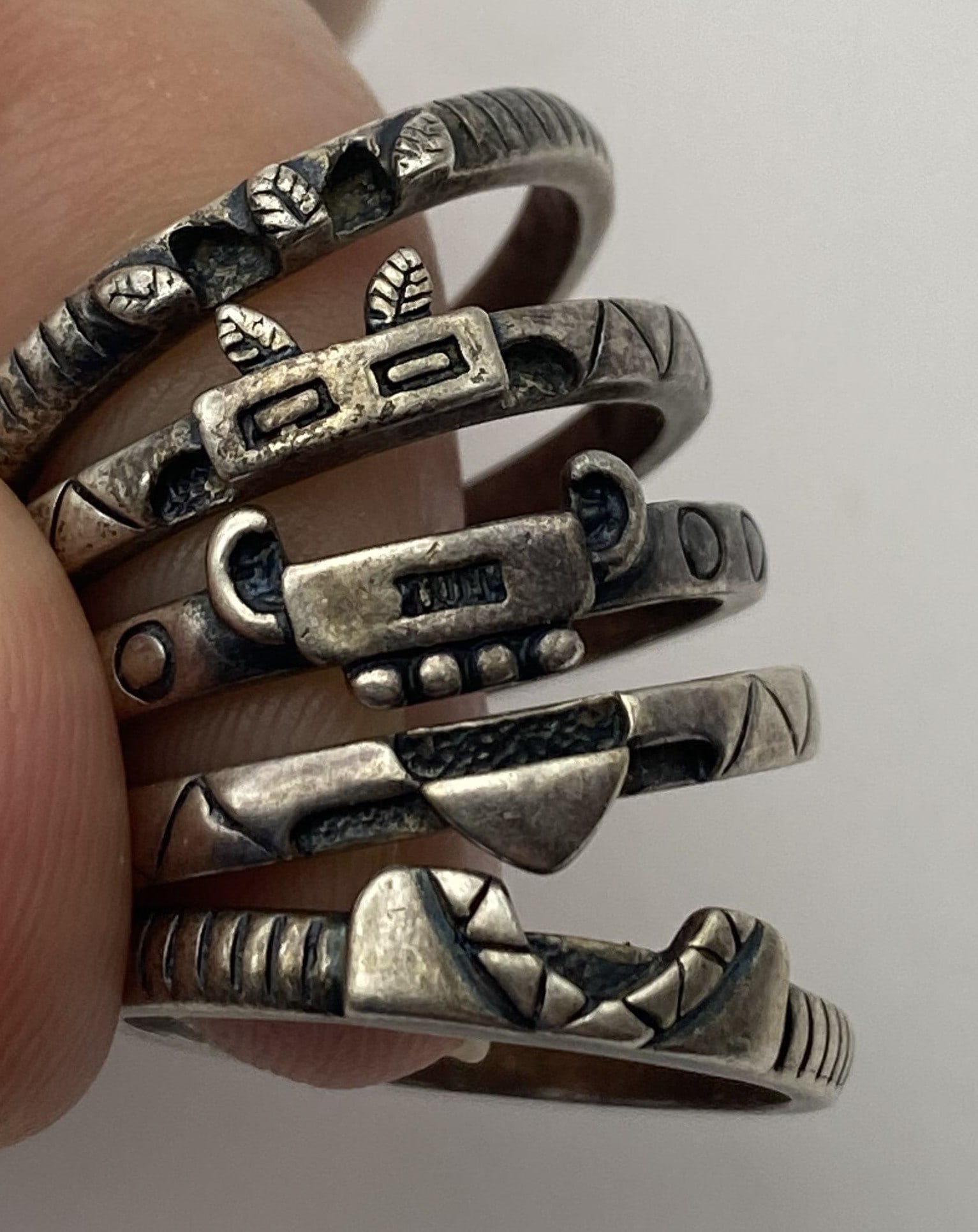 5 STERLING STACKING KACHINA RINGS CAROLYN POLLACK (1 of 5)