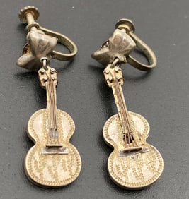 STERLING GUITAR EARRINGS VINTAGE TAXCO