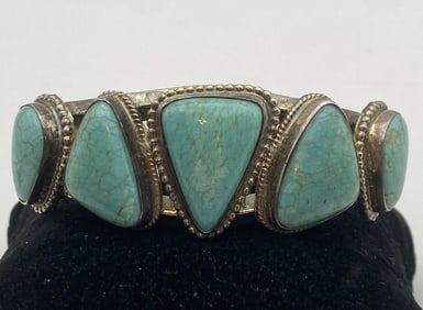 GARY G SANCHEZ STERLING TURQUOISE CUFF BRACELET