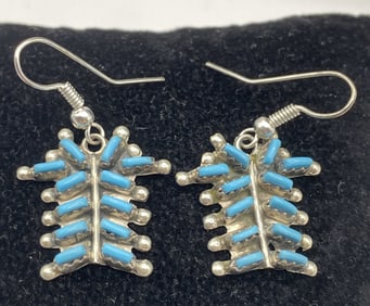 VICKIE JOHNSON ZUNI STERLING TURQUOISE EARRINGS