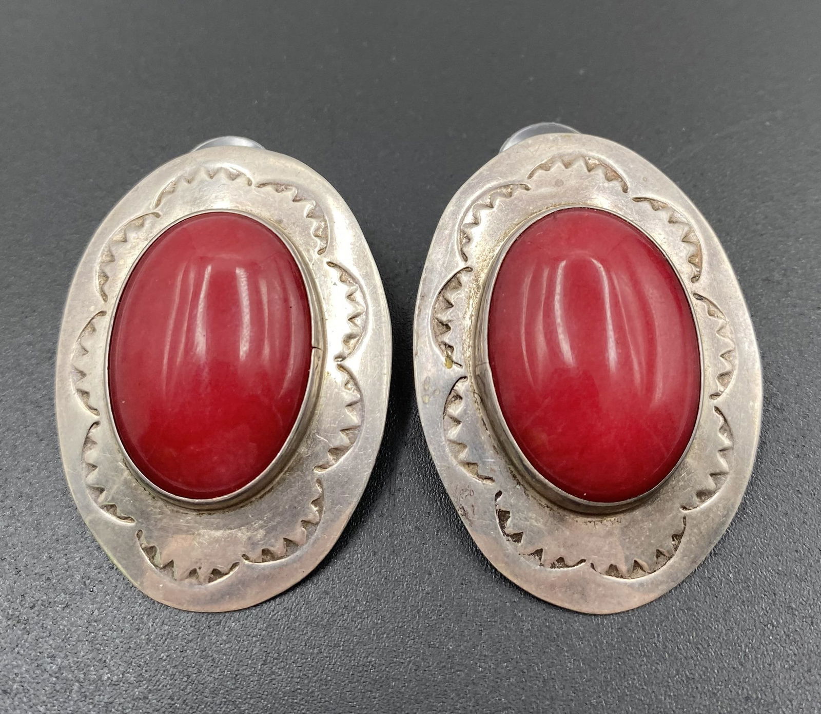 19g JB PLATERO STERLING CARNELIAN NAVAJO EARRINGS (1 of 4)