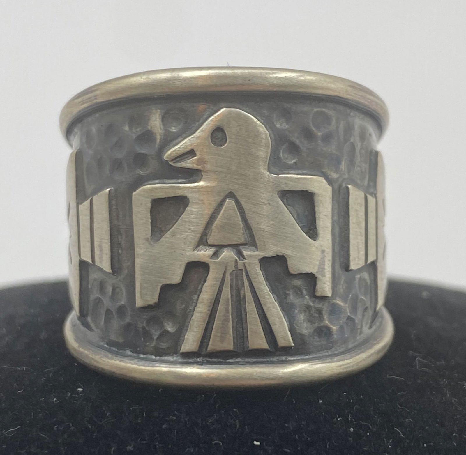 "BB" STERLING THUNDERBIRD NAVAJO BAND RING 10g (1 of 4)