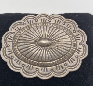 2" VINTAGE STERLING NAVAJO CONCHO PIN BROOCH