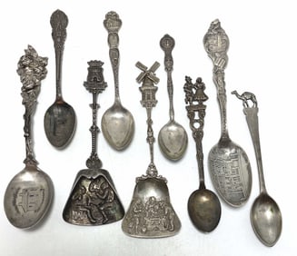 123 GRAM STERLING VINTAGE ANTIQUE SOUVENIR SPOONS
